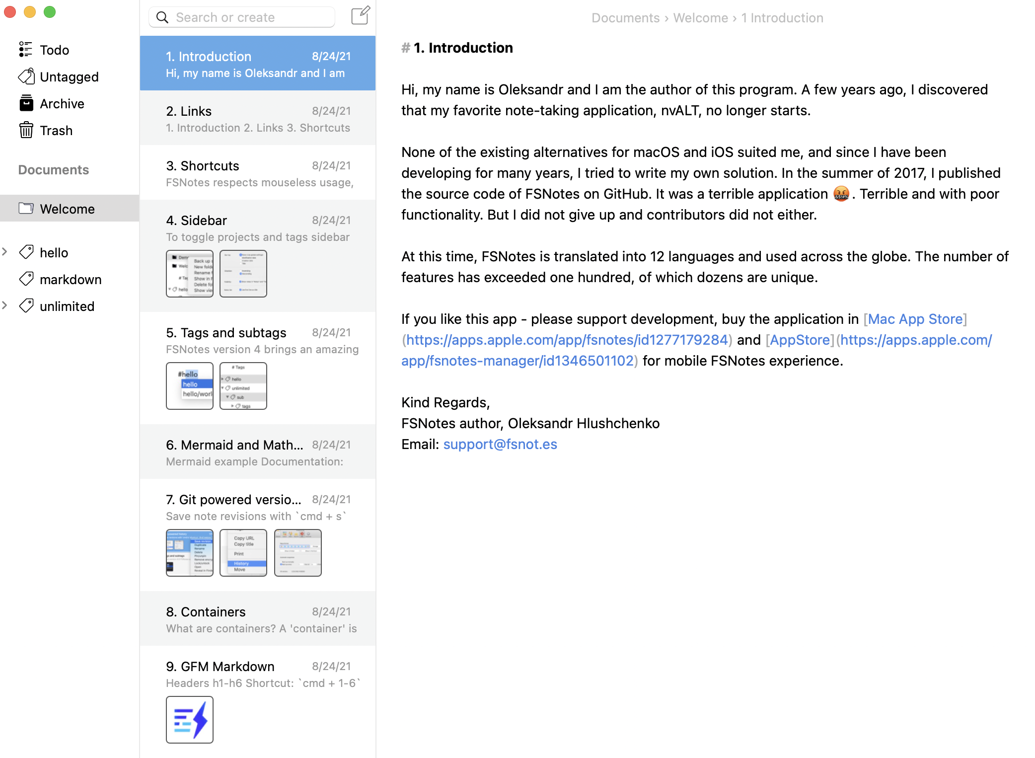 FSNotes Markdown editor